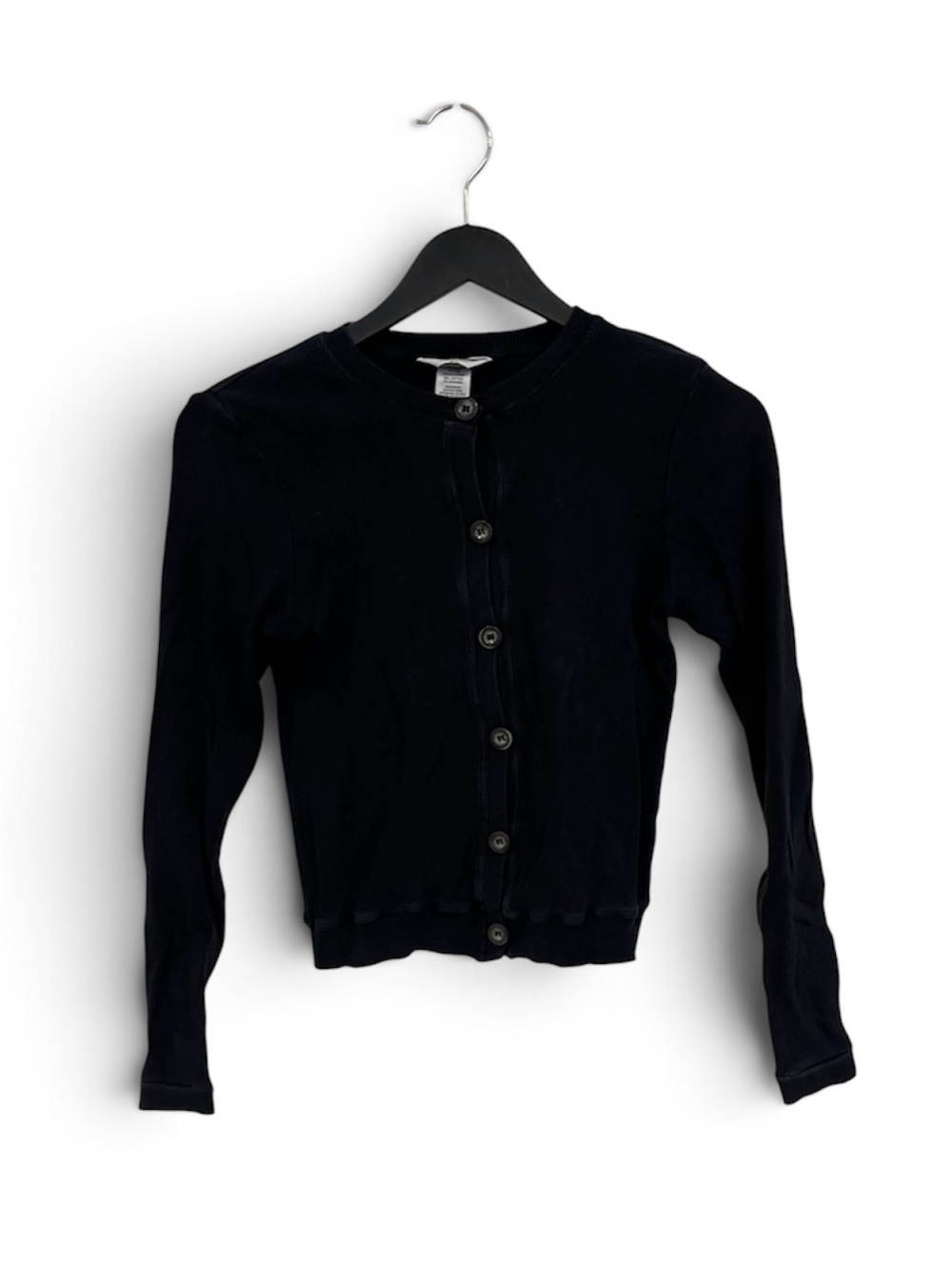 Hard Tail Black Crewneck Button Cardigan